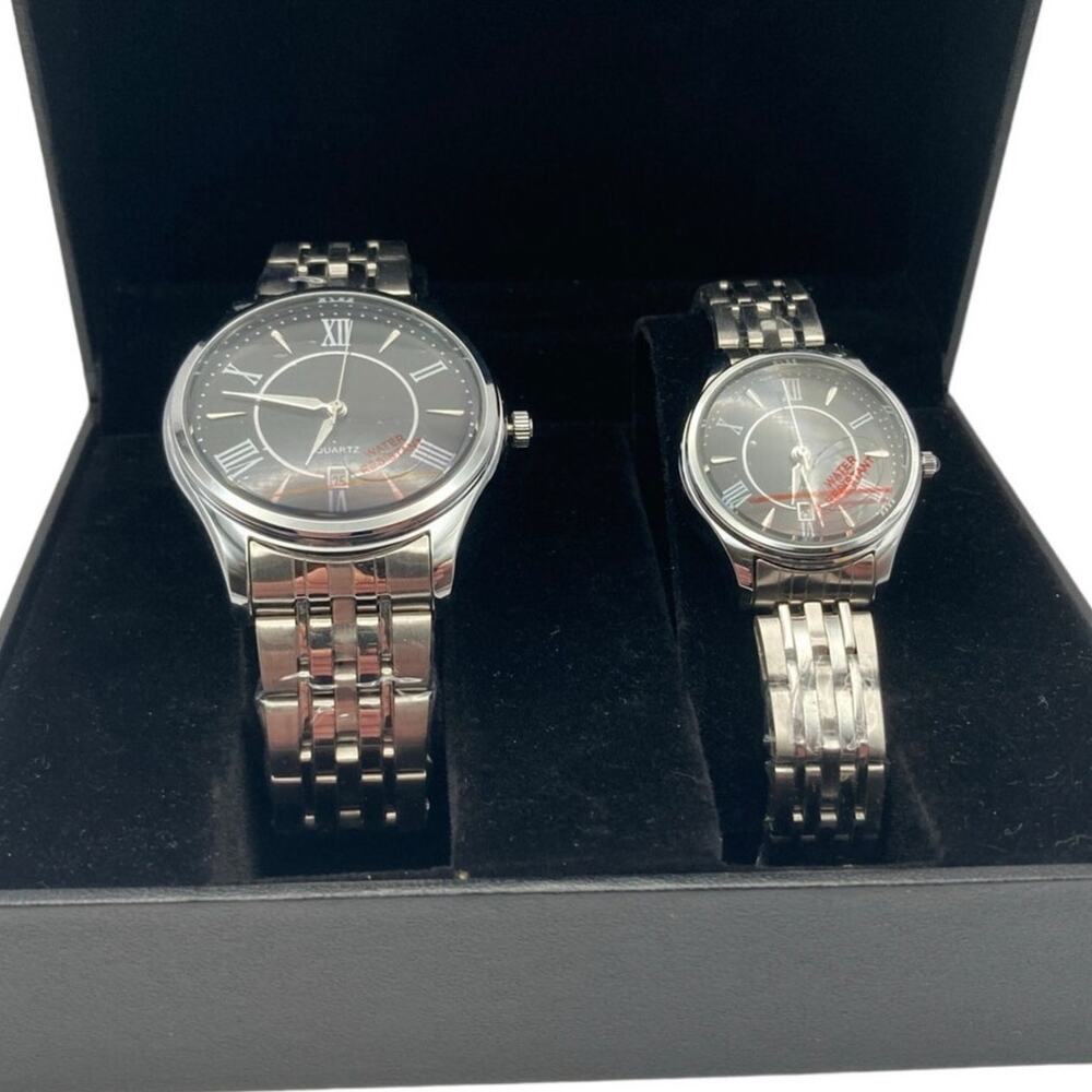New Longbo His & Hers Quartz Watch Set-Roman Numeral-NIB - New Batteries - WR